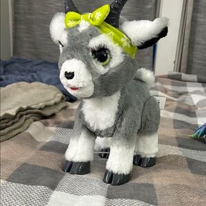 Gray and White Stuffed Goat Toy
